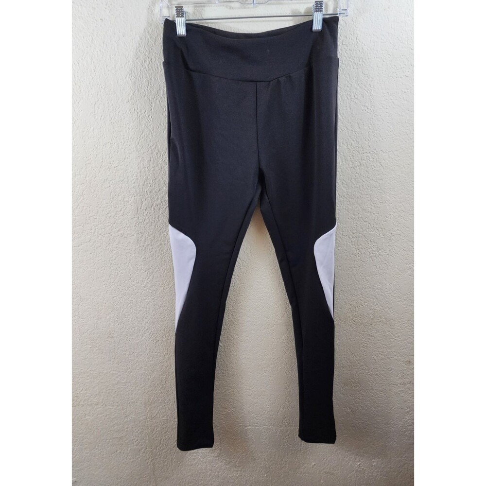 Body Instinct Womens L Black White Color Block High Rise Athletic Legging